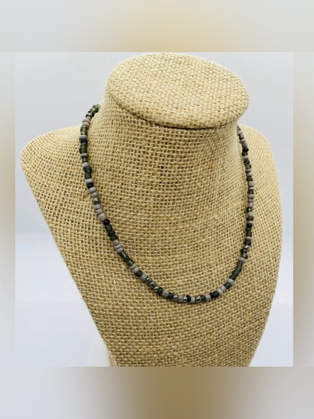 Gray Black Beaded Necklace Boho Fall Whimsigoth Eclectic Festival Minimalism